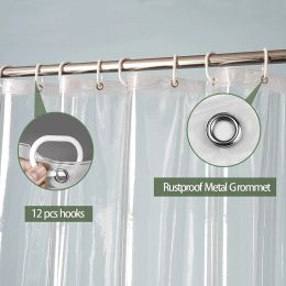 Clear Shower Curtain Waterproof Bath Curtain For Bathroom Shower Plastic Bath Curtains With Hooks Home Bathroom Decor 180x180cm