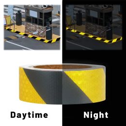 Yellow Black Twill Reflective Tape 5cm*25m Car-Styling Truck Vehicle Sticker Safety Self-Adhesive Waterproof High Reflector Film