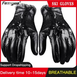 Gloves Winter Ski Gloves Sports Cycling Gloves Warm Men'S Pu Leather Gloves NonSlip Touch Screen Gloves