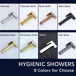 Awolf 4 Colors Chrome Handheld Toilet Bidet Sprayer Set Solid Brass Black Hygienic Shower Gun Grey Anal Shower System AP2246