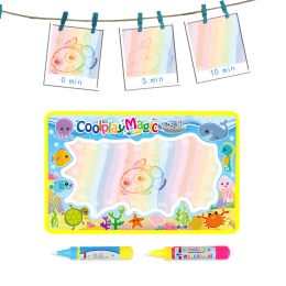 Coolplay Animal Themes Rainbow Water Drawing Mat & 2 Pens Water Doodle Mat Colouring Books Water Painting Rug Xmas Gift for Kids