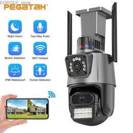 Other CCTV Cameras PEGATAH 8MP WIFI PTZ Camera Dual Lens Dual Screen Outdoor IP Cam AI Auto Tracking P2P Waterproof Security Surveillance Cameras Y240403