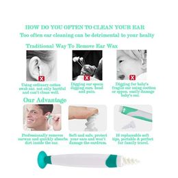 new 2024 Ear Wax Remover Q Grip Ear Cleaning Tool Kit With Suction Cup Bottom Ear Wax Cleaner 16pcs Replacement Heads Cleaning Brush for Ear