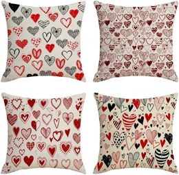 Pillow Valentine's Day Square Cover Throw Decoration Pillowcase Linen Home Room Wedding