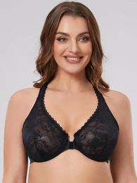 Bras Plus Racerback Lace Underwire Front Closure Bra