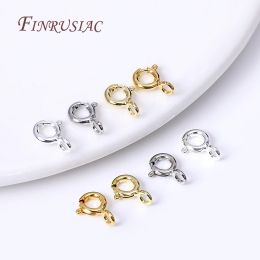 5/5.5/6/7mm Size 18K Gold Plated Brass Spring Ring Clasp with Open Ring, Round Clasps Connector For Bracelet Necklace Making