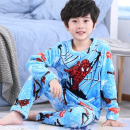 Autumn Winter Flannel Pyjamas Sets Boys Sleepwear Suit Clothes Set For Girls Clothing Toddler Plush Suit Casual Kids Homewear