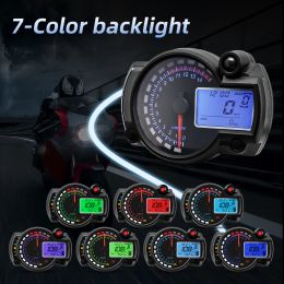 NEW Motorcycle Speedometer 7 Colors Moto Dashboard LCD Digital Odometer Tachometer Fuel Meter MAX 299KM/H Speed Gauge Meter