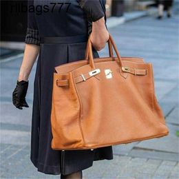 Handmade Bk Bag Large Handbag Handbags Limited Edition Bag Designer Travel Luggage Men's and Women's Fitness Soft Leath Ermser Capacity 50