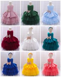 Children Princess Dress Girls Fashion Party Solid Baby Cake Wedding Sequins Bowknot Dress 78 Z26138955