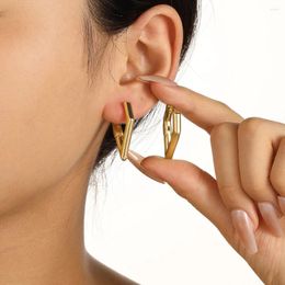 Hoop Earrings Temperament Luxury Geometric Rhombus For Women Simple Gold Color Ear Buckle Statement Jewelry Accessories