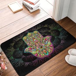 Carpets Hamesh Hamsa Hand Peace Non-slip Doormat Fatma Amulet Carpet Bath Bedroom Mat Outdoor Flannel Decorative