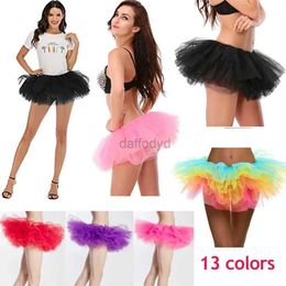 Urban Sexy Dresses Sexy Adult Womens Half Skirt 5 Layers Tulle Puffy Skirt Ballet Short Party Nightclub Mini Skirt Performance Event Costume 240403