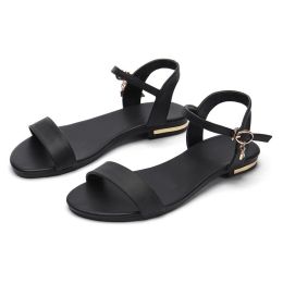 Boots Bohemian Summer Shoes Women Sandals Solid Leather Soft Rubber Sole Basic Strap Size 3443 Women's Sandales Femmes