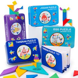 3D Puzzle Jigsaw Tangram Good Quality KidsThinking Training Game Baby Montessori Learning Educational Wooden Toys for Children