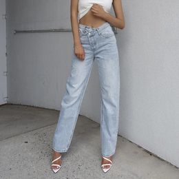 Meqeiss Casual Fashion Streetwear Blue Wide Leg High Waist Jean 2024 Harajuku Boyfriend Long Bottom Jeans Loose Pants 240403