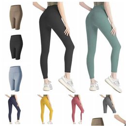 Yoga Outfit 2023 Pants Lu Align Leggings Women Shorts Cropped Outfits Lady Sports Ladies Exercise Fitness Wear Girls Running Gym Slim Otntg