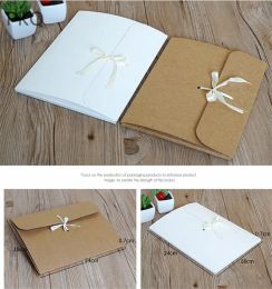 Blackboard 20pcs/lot 24*18*0.7cm Large Gift Scarf Envelope Box Packaging with Ribbon Kraft Gift Box Postcard Photo Package Paper Box