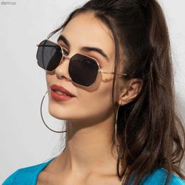 Sunglasses New Fashion Womens Metal Square Sunglasses Womens Glasses Luxury Brand Hip Hop Sunglasses Womens UV400L240403