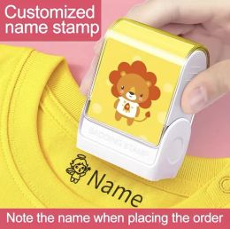 1 PC Yellow Custom Name Stamp Waterproof Non-fading Seal Custom Signature Ink Pad Sealing Stamp Print for Clothes Bags Kindergar