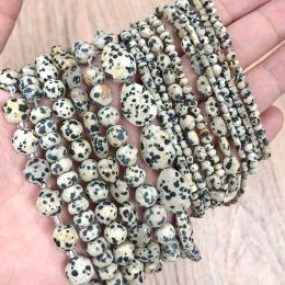 34 Types Yellow Dalmatians Jasper Bead Natural Stone Round Cube Faceted Rondelle Loose Beads for Jewellery Making Charms Bracelets
