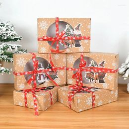 Gift Wrap 8pcs Kraft Paper Candy Box Christmas For Packaging Bag DIY Tag Xmas Decoration Event Party Supplies Year