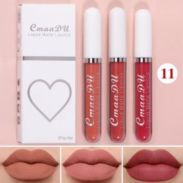 3Pcs/set Matte Velvet Lip Gloss Waterproof Long-lasting Liquid Lipstick Cosmetic Beauty Keep 24 Hours Makeup maquillages