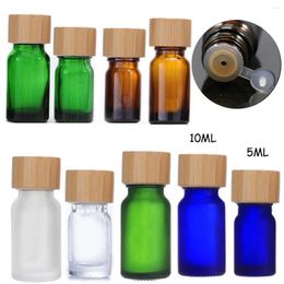 Storage Bottles 100x 5ml / 10ml Glass With Bamboo Screw Cap And Orifice Reducer Inner Lid