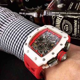 Luxury Mens Mechanics Watch Richa M Automatic Mechanical Watch Imported Movement Wine Barrel Carbon Fiber Tourbillon Richa M 10J3