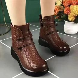 Boots PU Leather Plush For Women Solid Colour Thick Warm Insulated Female Snow Anti-slippery Casual Footwear