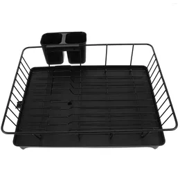 Kitchen Storage Clothes Drying Racks Large Capacity Self-draining Dishes And Cups Tableware Black Plate For