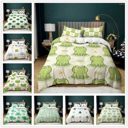 Bedding Sets Cute Cartoon Frog 3D Print Set Soft Duvet Cover Quilt Pillowcase Home Textile Bedclothes For Kids