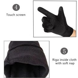 1 Pair Winter Mens Gloves Touch Screen Warm Outdoor Bicycle Motorcycle Windproof Anti-Skid All Finger Gloves