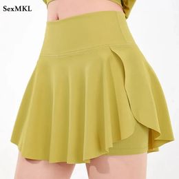 Sexy Summer Mini Skirt 2023 Elastic Fashion High Waist A Line Faldas Casual Korean Style Purple Black Tennis Micro 240323