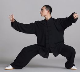 Unisex cottonsilk Wushu Fighting Traditional Chinese Clothing KungFu Uniform Suit Uniforms Tai Chi Morning Exercise Performance W3922245