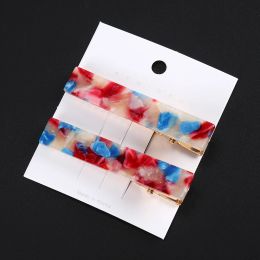 Levao 2PCS Acetic Hair Clip For Women Leopard Marble Hairpin Textured Rectangle Duckbill Clips Barrette Girls Hair Accessories