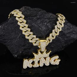 Pendant Necklaces KING Crown Necklace For Men Punk Letter Male Iced Out Stainless Steel Twist Chain Couple Hip Hop Jewelry