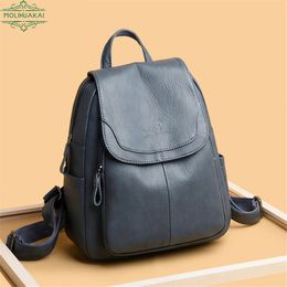 Women Large Capacity Backpack Purses High Quality Leather Female Vintage Bag School Bags Travel Bagpack Ladies Bookbag Rucksack y240329