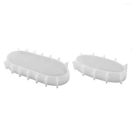 Candle Holders 2PCS Jar Silicone Mould Oval Cement Plaster Flower Pot Concrete Wax Box Tray Mould