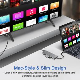 8 In 1 USB C Hub to 4K HDMI with M.2 SSD Box Interface USB C Adapter Splitter HUB Dock with TF SD Slot PD For MacBook Pro Air PC