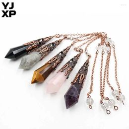 Pendant Necklaces YJXP 1 Pcs Natural Mixed Stone Reiki Healing Pendulum Pendants 12 Faceted Crystal Dowsing Jewellery Finding