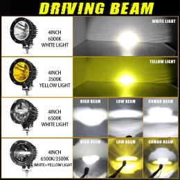 CO LIGHT 4 inch Round LED Work Lights LED Pods Auxiliary Driving Light with Amber DRL for Truck Pickup SUV ATV UTV 4x4 12V 24V