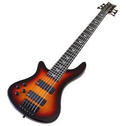 Guitar Left Hand 6 String Electric Bass Guitar 43Inch 24 Fret Solid Basswood Body Guitarra Sunburst Color