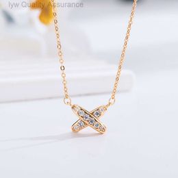 Chaumets necklace Designer Shangjia High Quality Silver Letter x Necklace for Female Students Korean Edition Simple Style Set with Full Diamonds English Cross Cut F