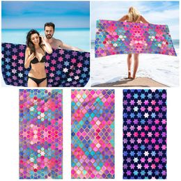 Towel Beach Oversized Super Absorbent Sand Thick Microfiber Colour Block Printing And Gardens Towels Anime Bath