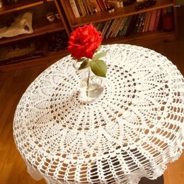 Table Napkin 1pc Exquisite Handmade Cotton Crochet Lace Round Placemat Tablecloth European-style For Home Holiday Party Wedding Decorations