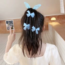 1PC Girls Bow Rabbit Ears Wigs Ponytail Headbands Rubber Bands Hair Bands Lovely Headwear Kids Hair Accessories Hair Ornament