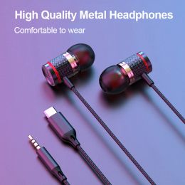 9D HIFI Heavy Bass Earphone 3.5MM AUX/Type-C Digital Chip 7.1 Surround Stereo Wired Headset With Mic Earbud For Samsung Android