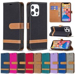 Canvas Denim Jeans PU Leather Wallet Card Slot Cases Strap For iPhone 13 12 Mini 11 Pro XR XS Max X 8 Samsung S8 S9 S10 Plus 6073171