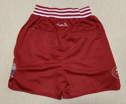 New Shorts Team Shorts Vintage Football Shorts Zipper Pocket Running Clothes 49 Red Color Just Done Size SXXL9487980